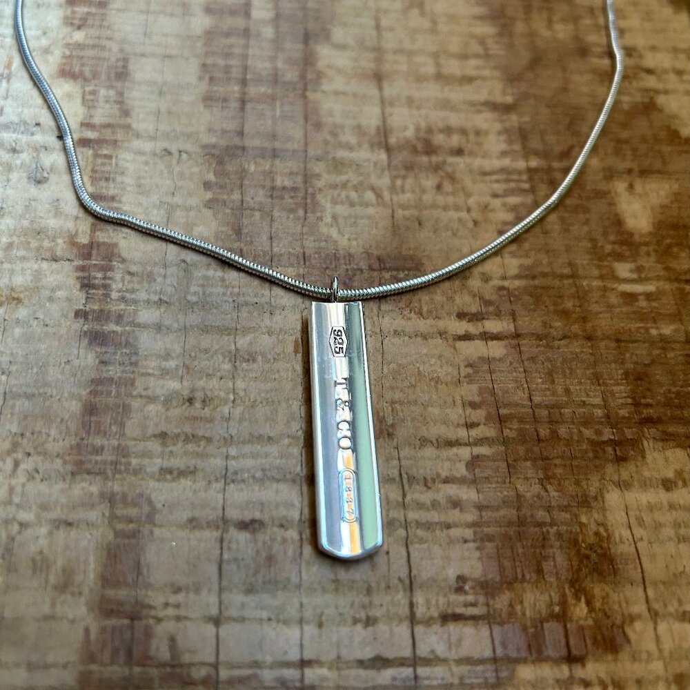 Tiffany & Co. Sterling Silver Bar Pendant Necklace - 925